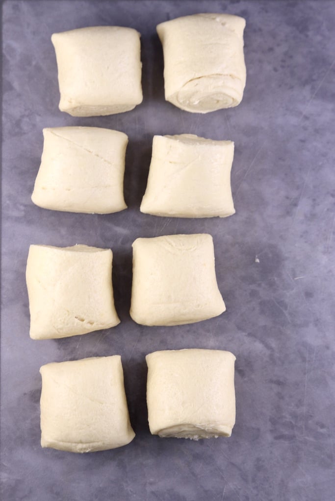 Crescent Dough rolls cut into 8 slices