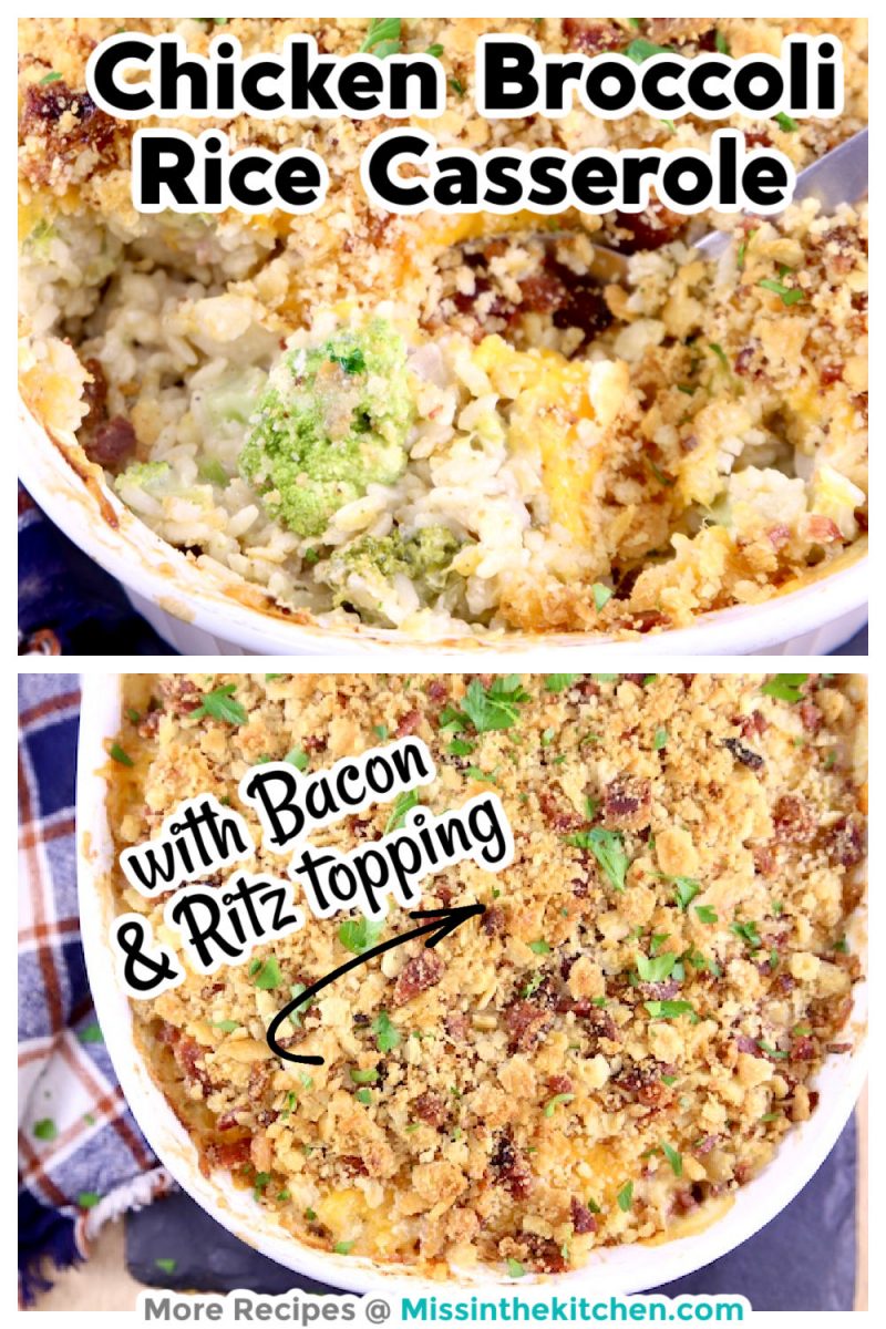 Chicken Broccoli Rice Casserole collage with text overlay