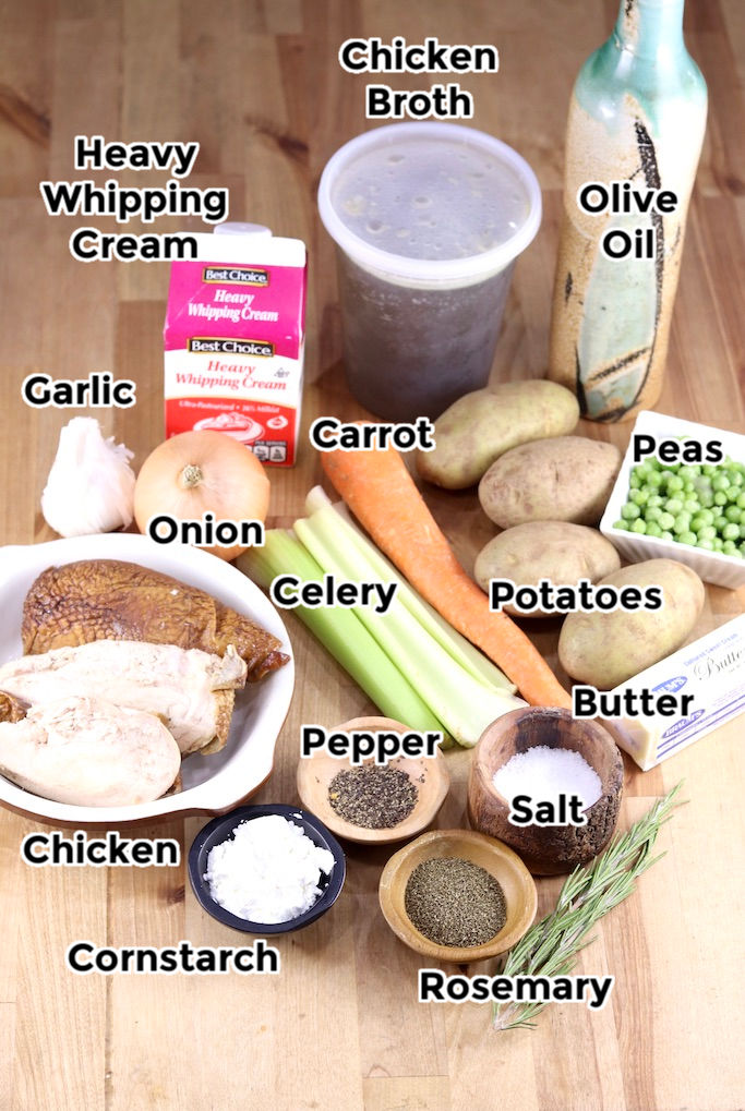 Ingredients for chicken pot pie soup