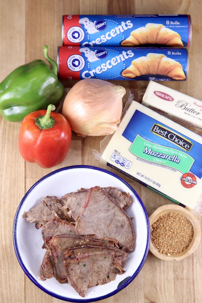 Ingredients for Air Fryer Cheesesteak Rolls 