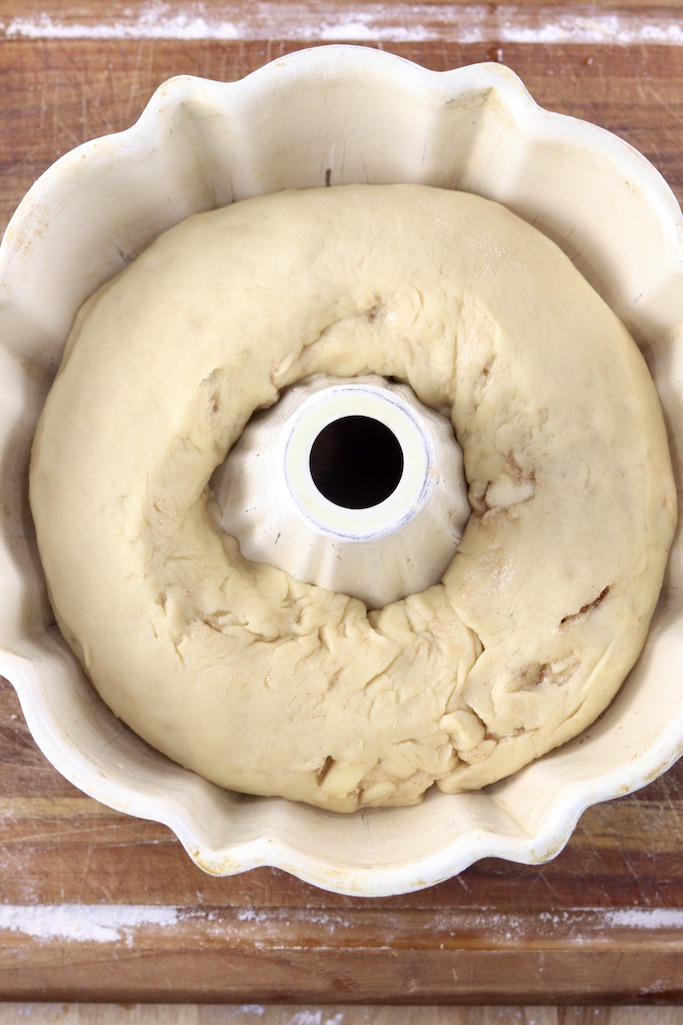 bundt pan with coffee cake roll 