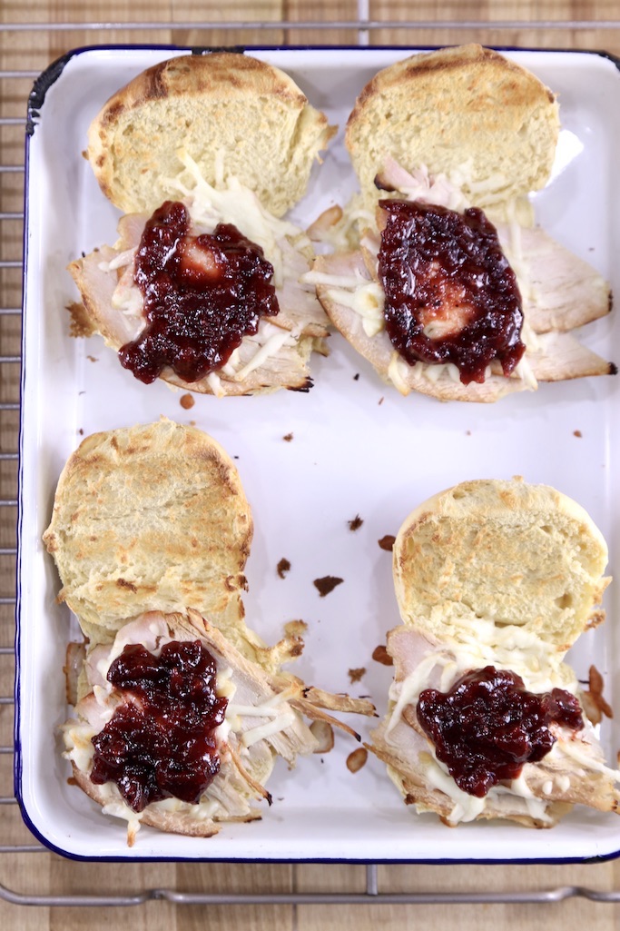 Toasted turkey sliders with cranberry bbq sauce