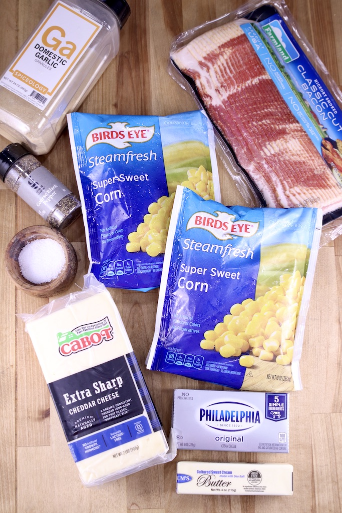Ingredients bacon white cheddar corn - stovetop recipe Ingredients for Bacon White Cheddar Corn