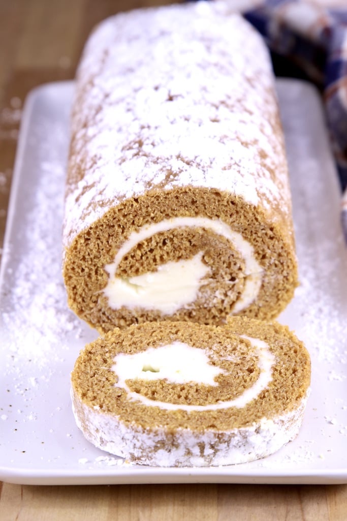 Pumpkin roll with cream cheese icing