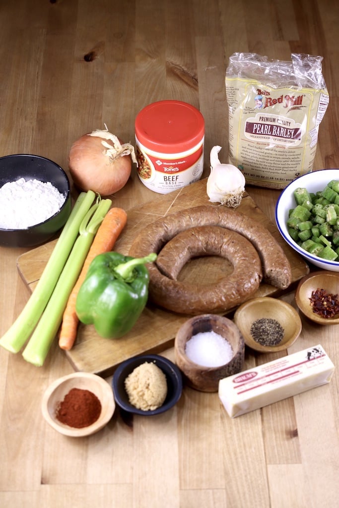 Ingredients for Smoked Sausage Barley Soup
