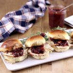 Smoked Turkey Sliders on a platter with cranberry bbq sauce