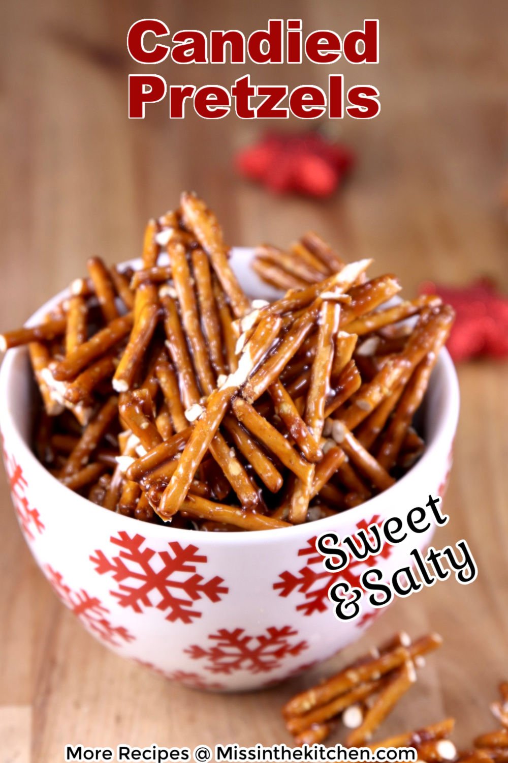 Candied Pretzels in a snowflake bowl
