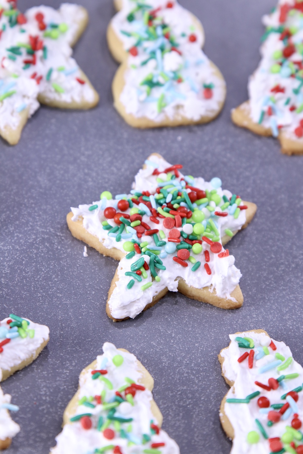Iced and Sprinkled Sugar Cookies for Christmas