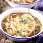 French Onion Soup with toasted bread and melted cheese