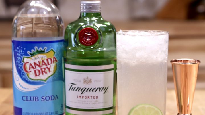 Gin Rickey Cocktails with club soda and Tanqueray Gin