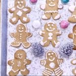 Decorated Gingerbread Cookies on a tray with Christmas Ornaments