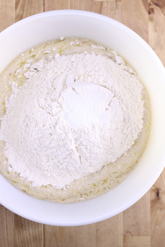 Bowl of yeast and flour for bread bowls