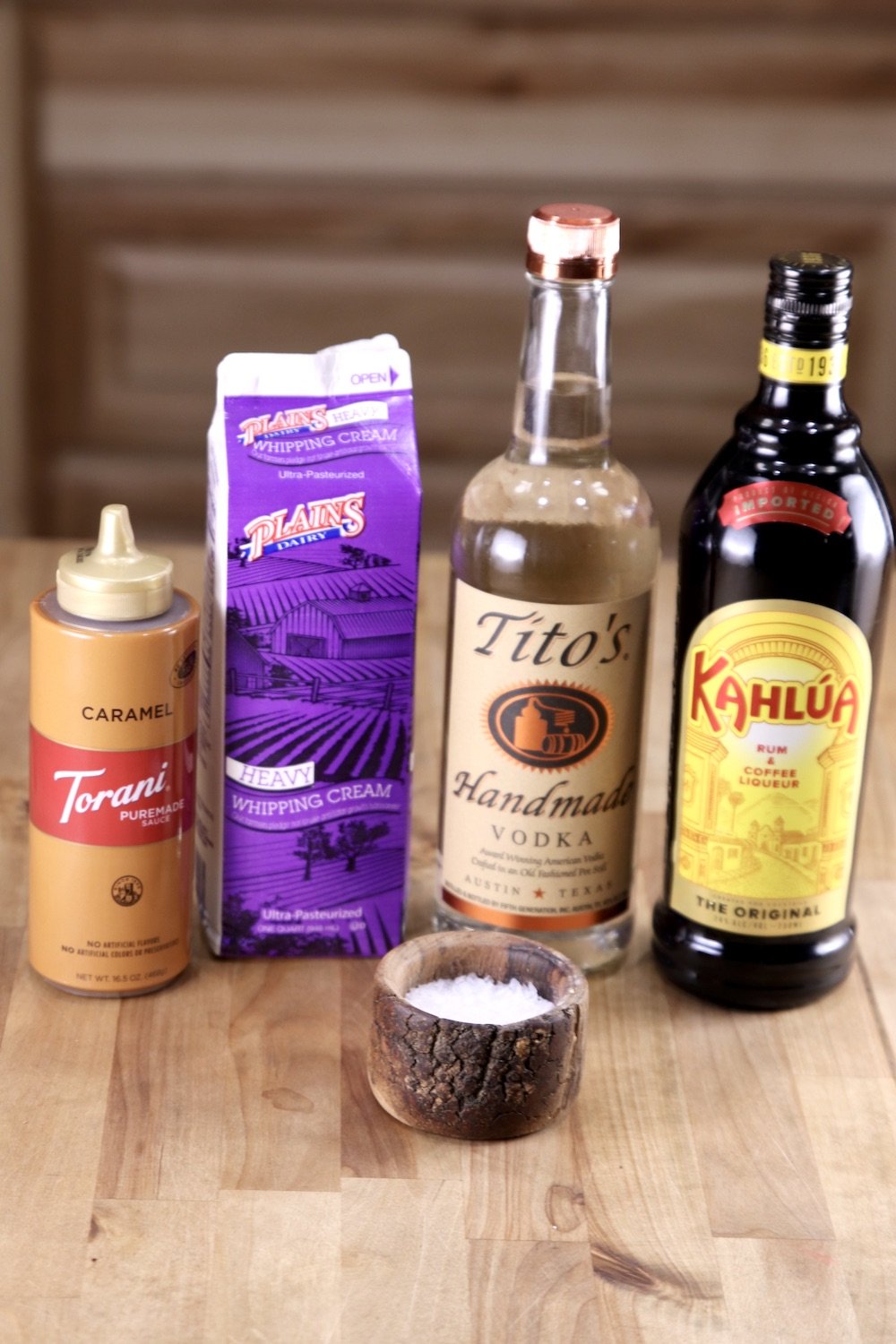 Ingredients for Salted Caramel White Russian Cocktail