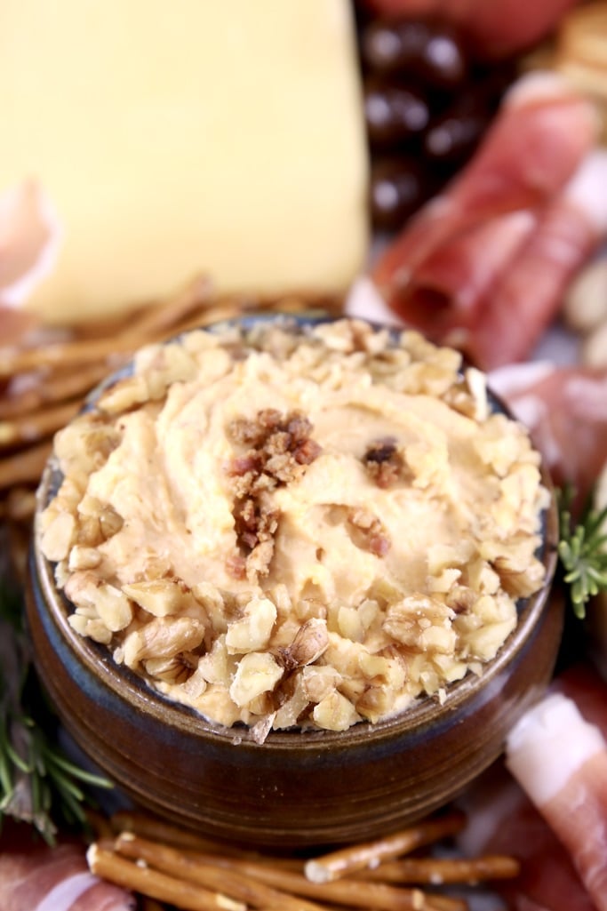 Bacon Beer Cheese Spread on a cheese board
