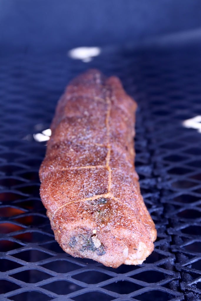 Pork tenderloin on a grill