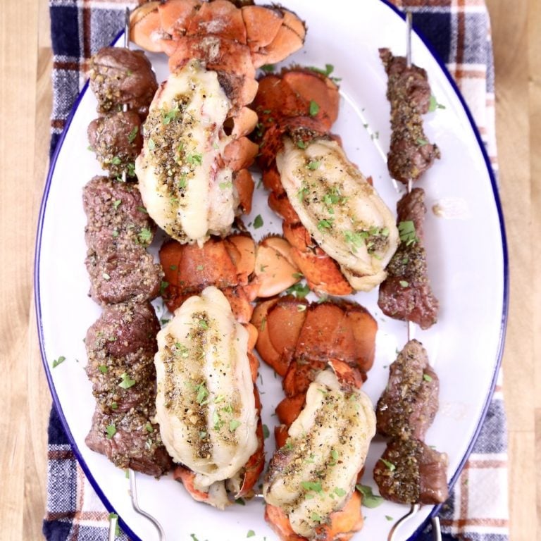Garlic Butter Steak and Lobster Tails
