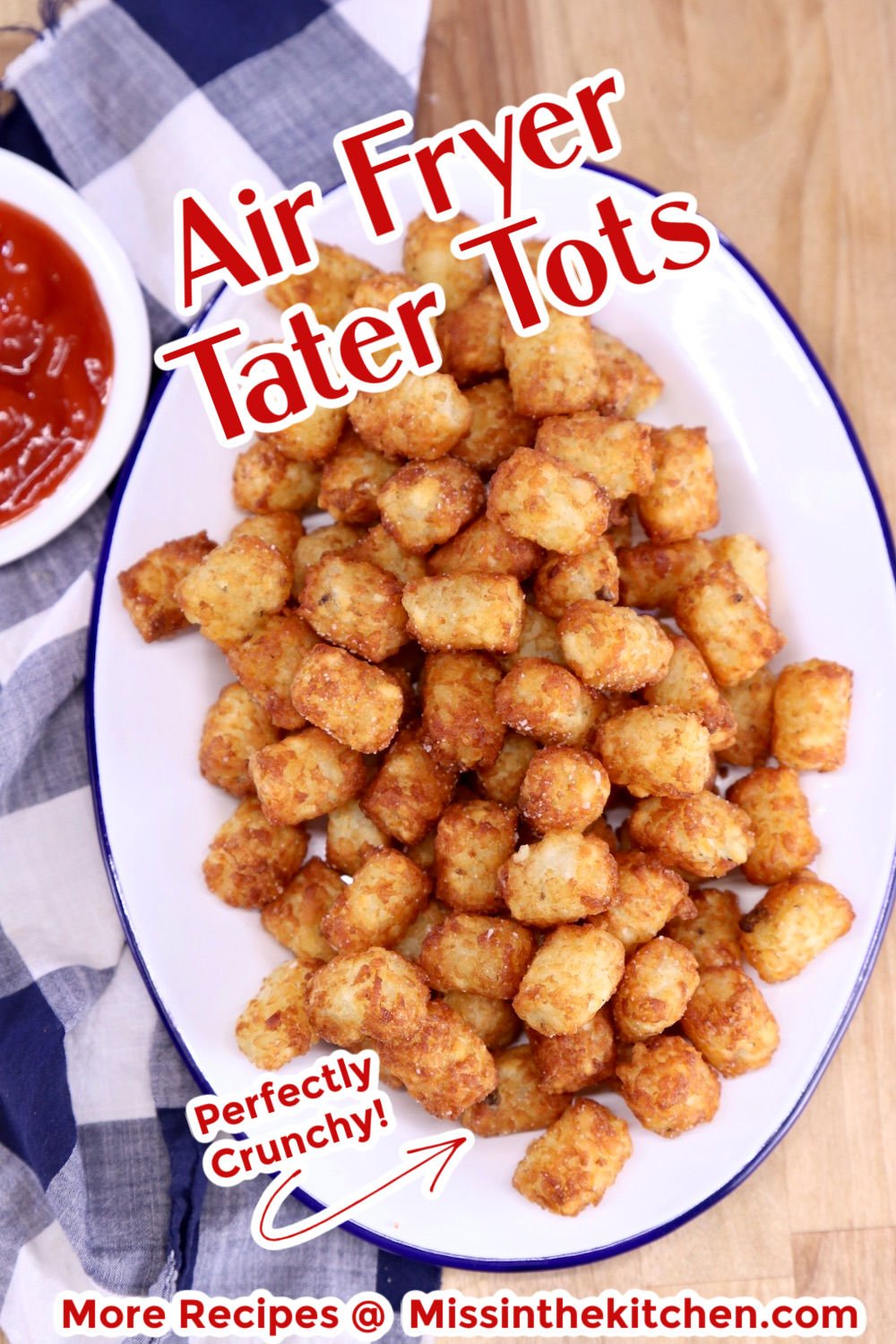 Platter of tater tots with text overlay