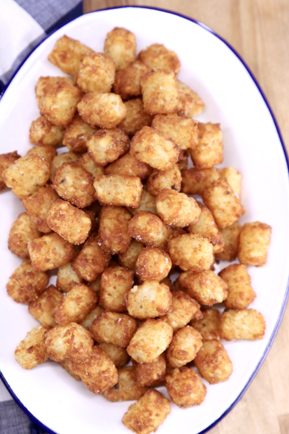 Tater tots on an oval platter