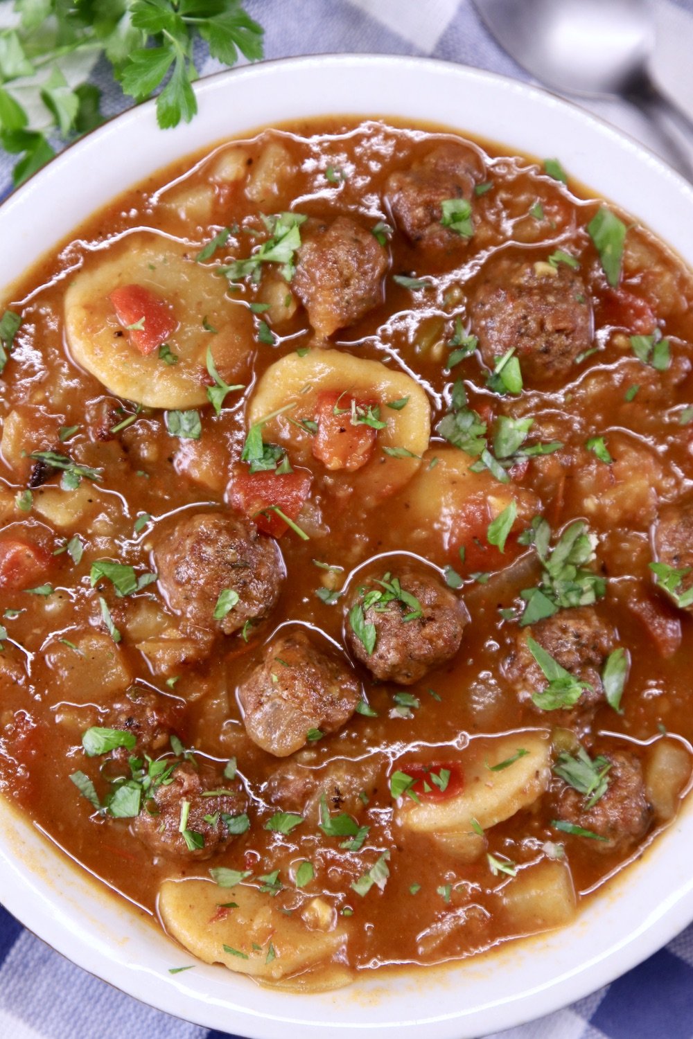 Meatball Soup -close up of bowl