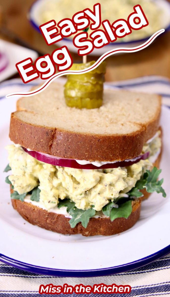 Egg Salad Sandwich with text overlay