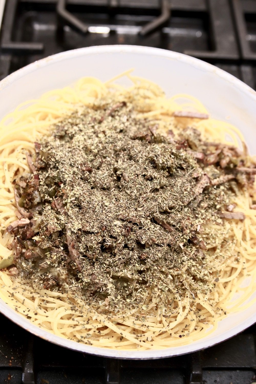 brisket spaghetti with Italian seasonings