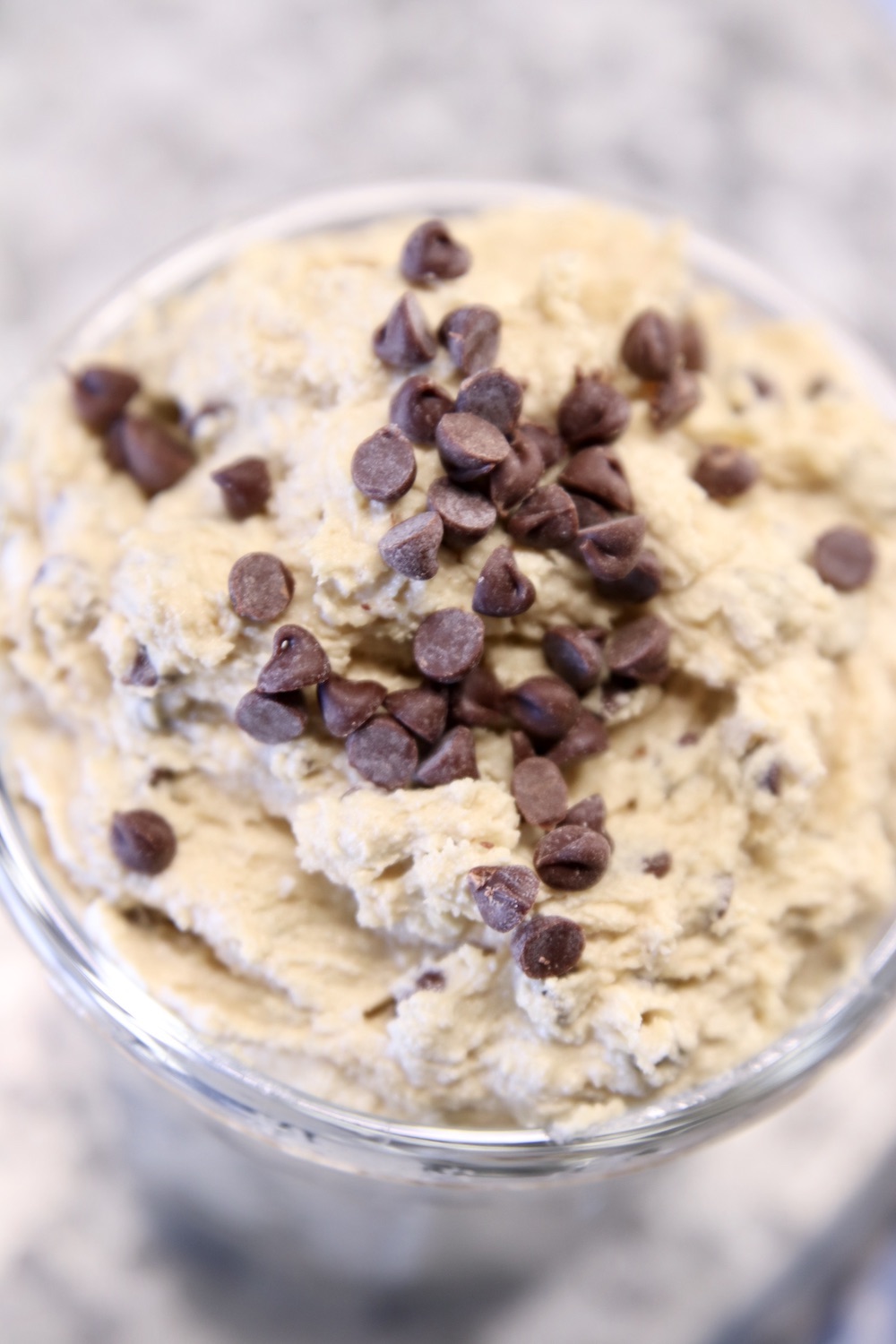 Chocolate chip cookie dough in a jar