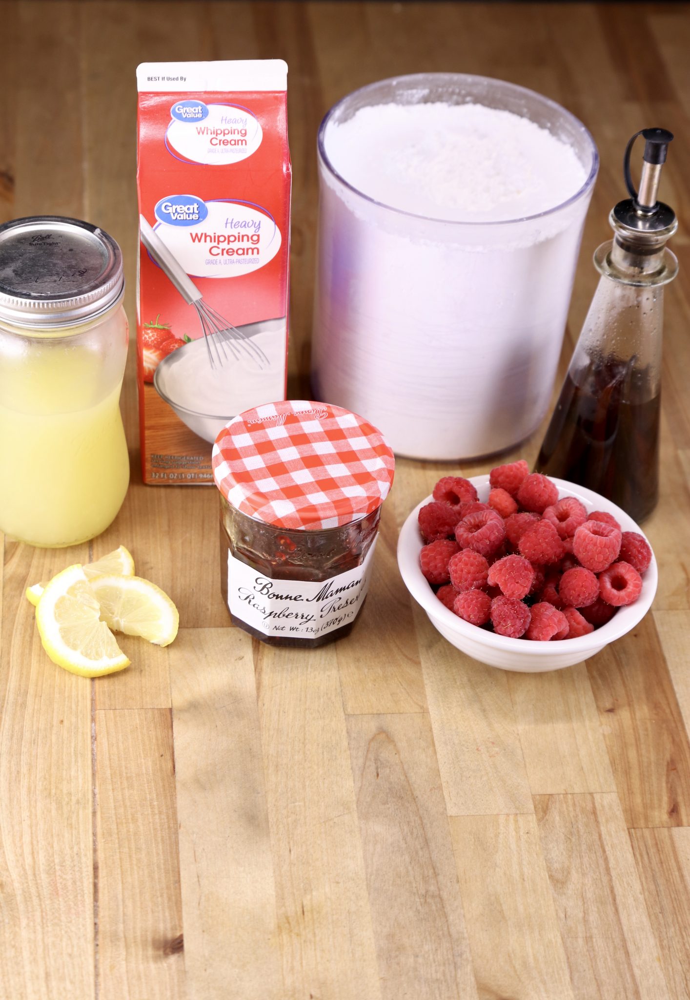 ingredients for No bake raspberry cheesecake