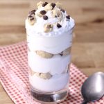 No Bake Cookie Dough Cheesecake in individual serving glass