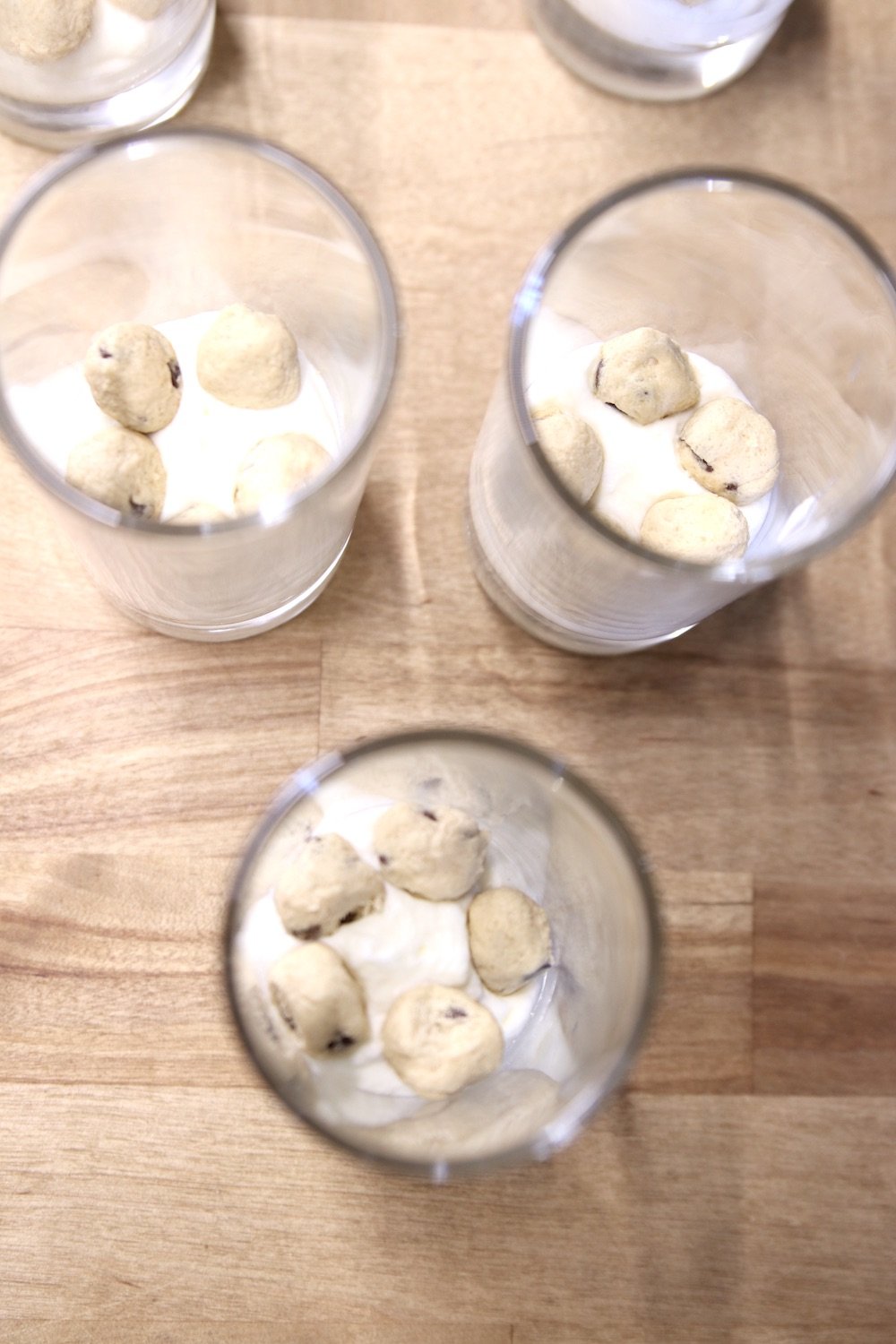 cookie dough balls in cheesecake filling - individual servings