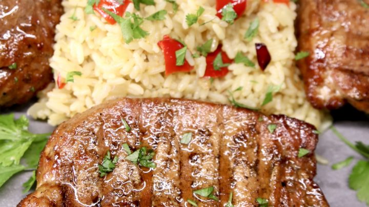 Asian Marinated Pork Chops with Rice Pilaf