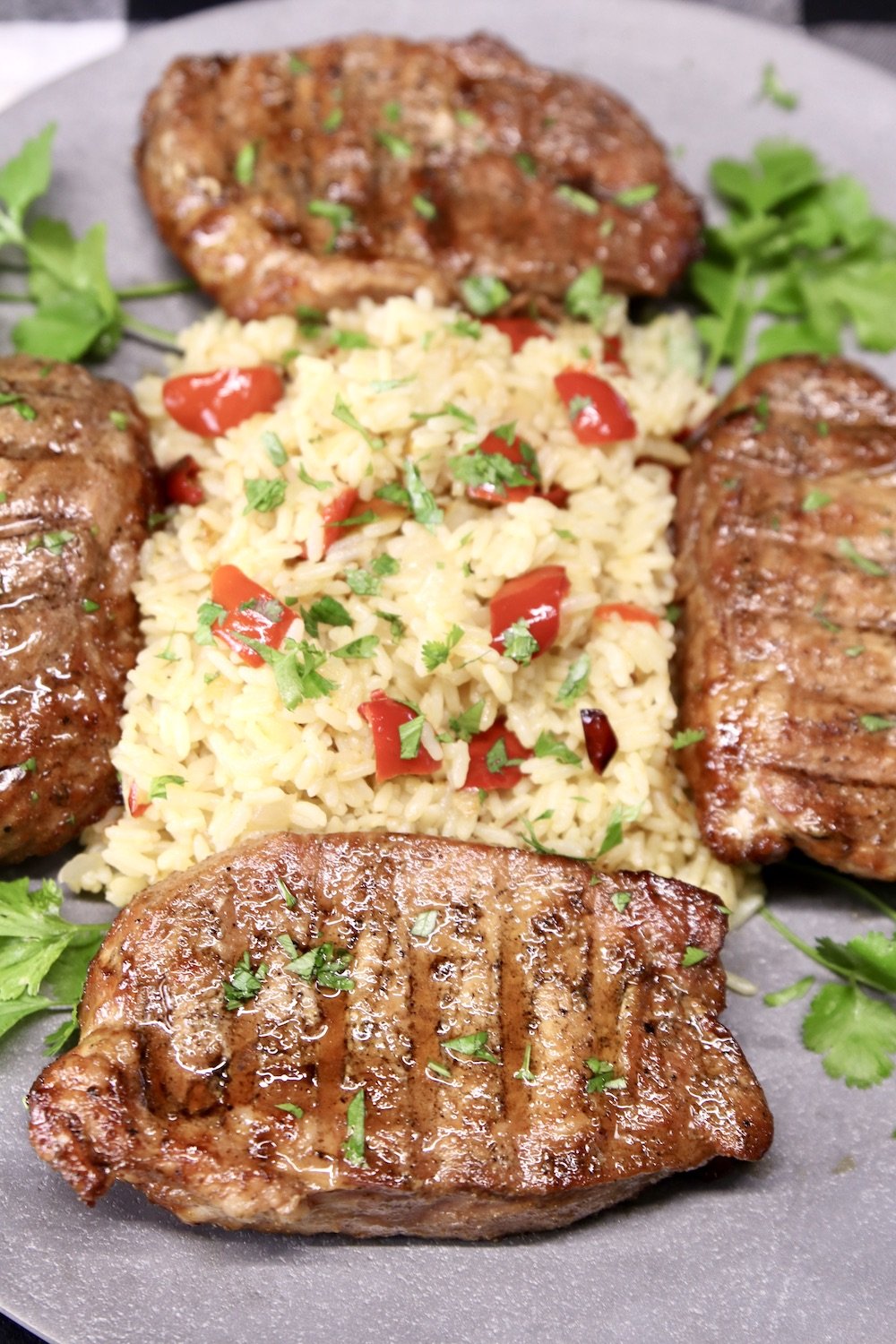 grilled pork chops with rice