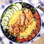 BBQ Chicken Salad in a bowl - overhead view