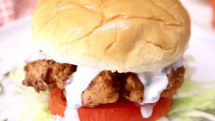Chicken Sandwich with lettuce, tomato, ranch dressing