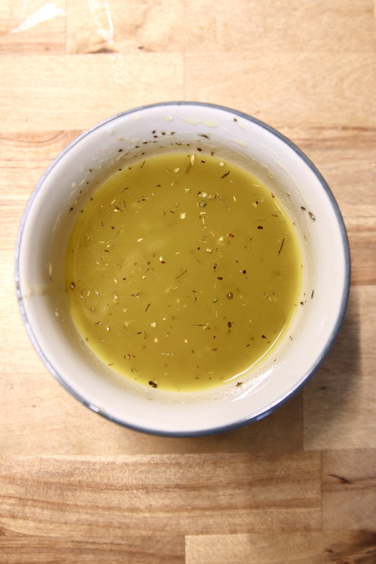 Quick Italian salad dressing in a small bowl