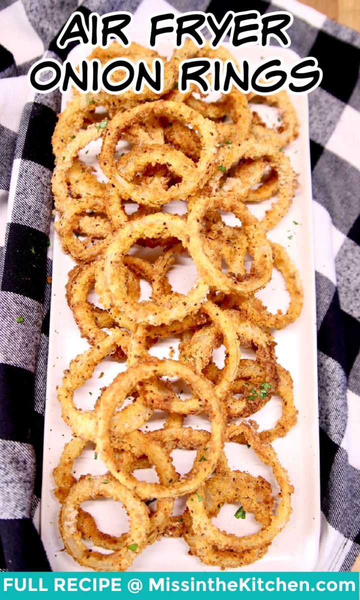 platter of onion rings - text overlay