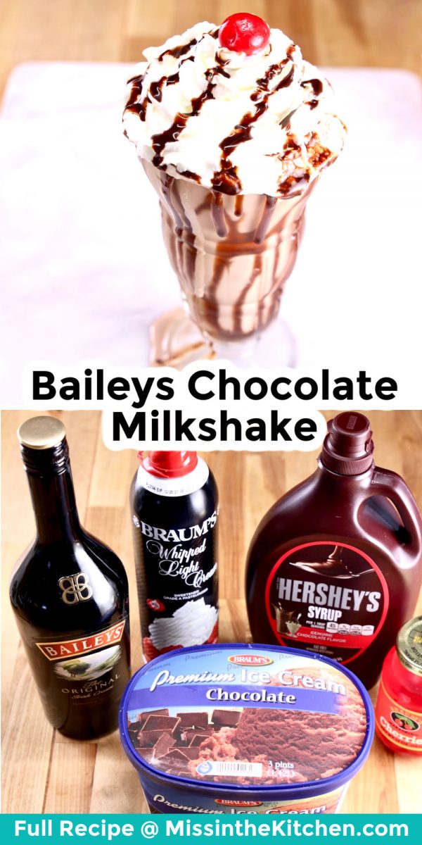 Baileys Chocolate Shake collage: shake/ingredients