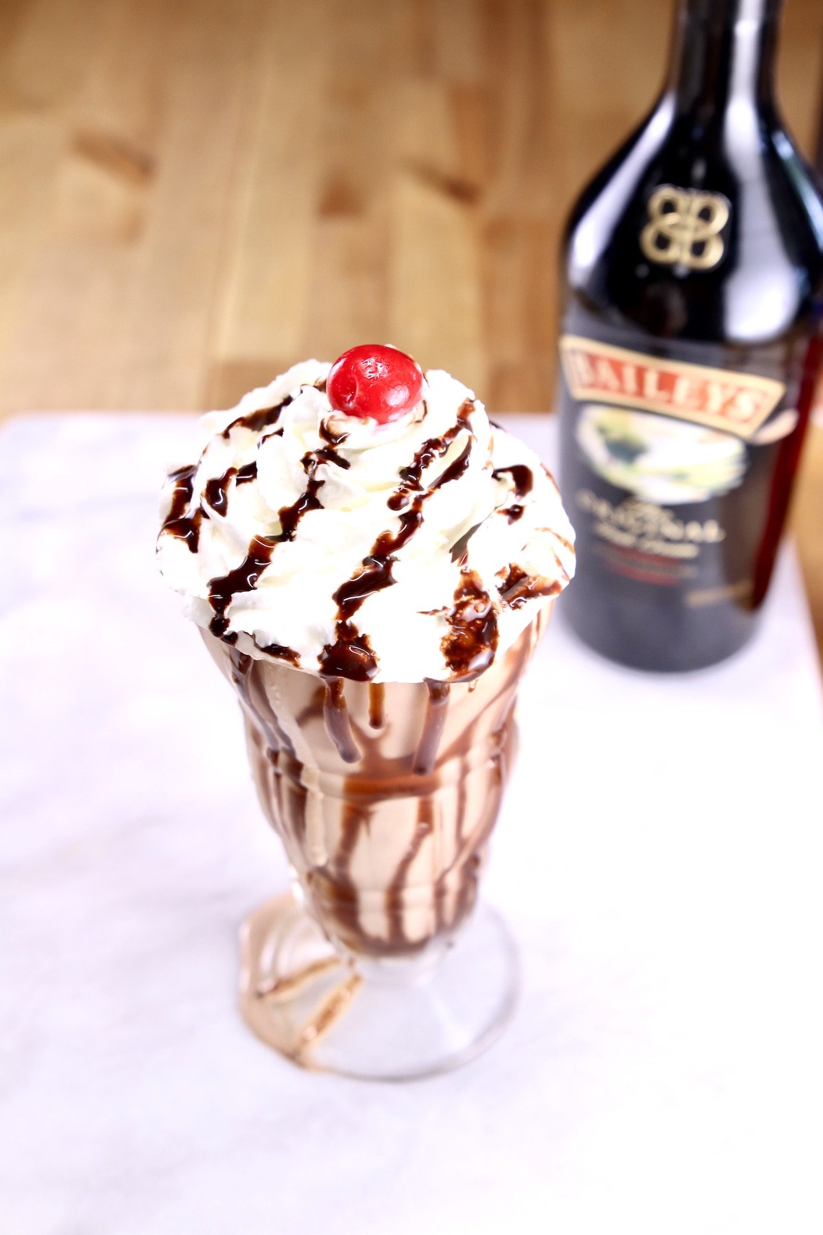 Baileys Chocolate Shake with bottle of Irish Cream