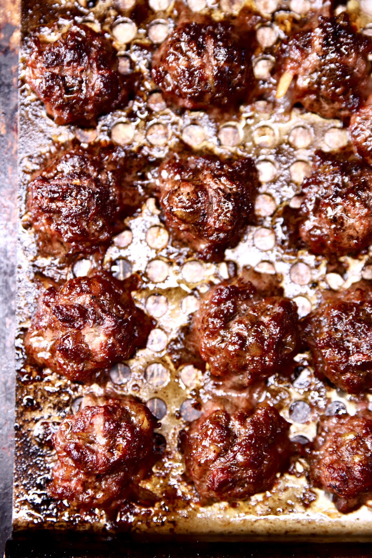 grilled meatballs -close up