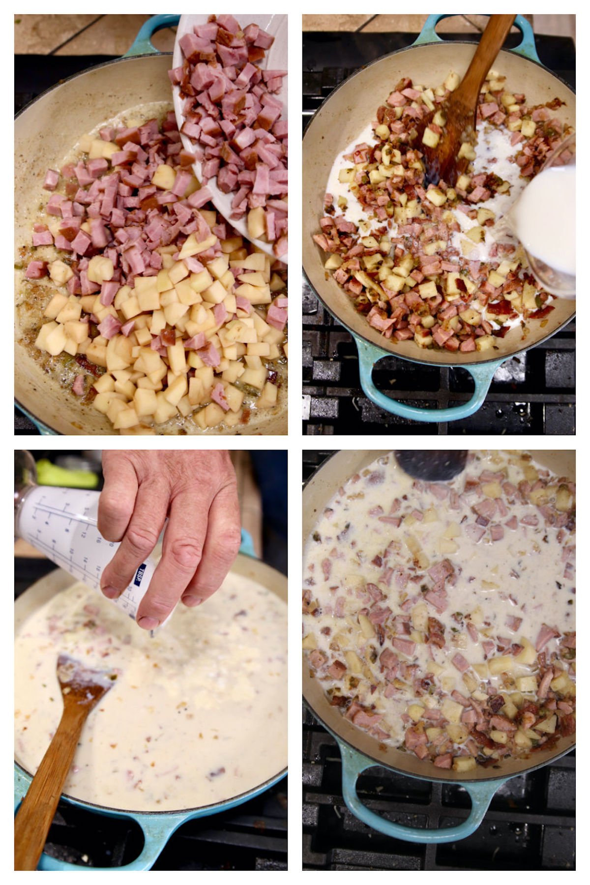collage making ham and potato soup