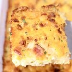 Bacon Hashbrown Casserole - serving on a spatula