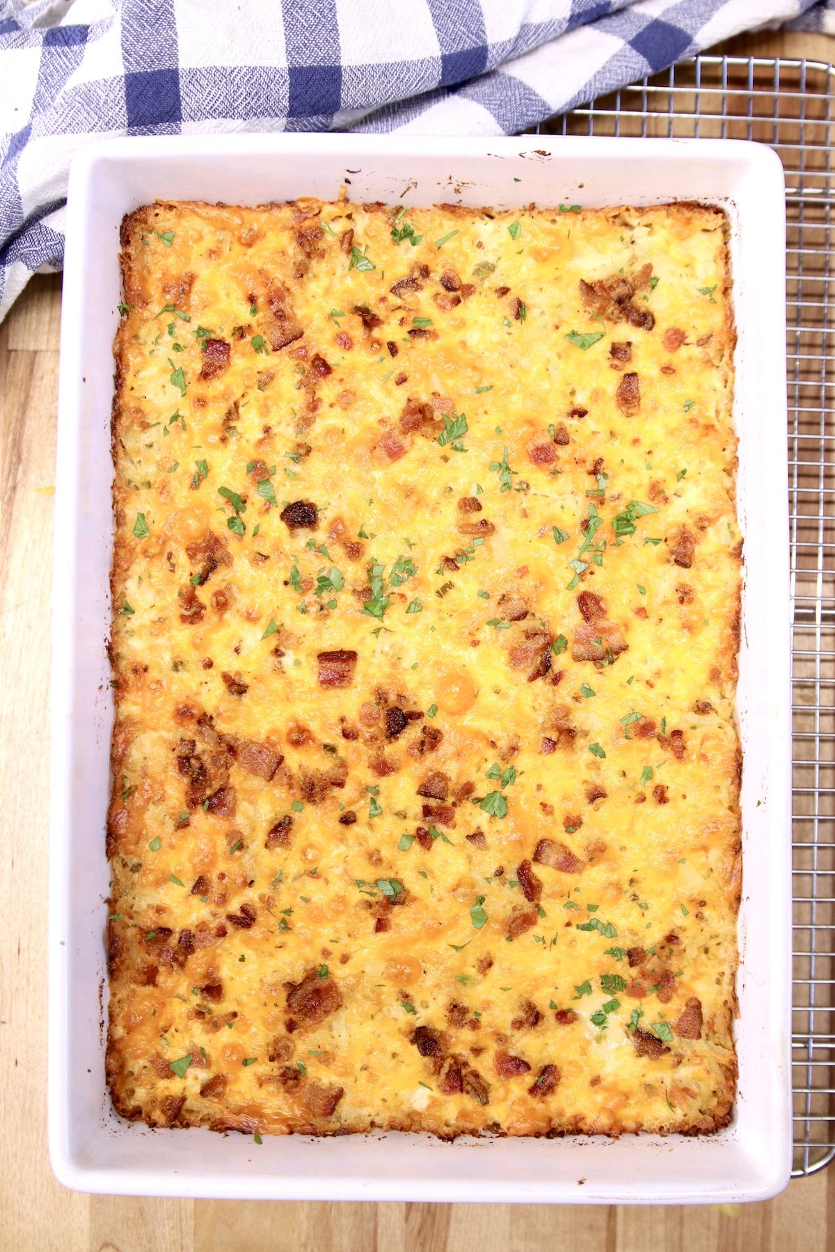 overhead of hash brown casserole baked