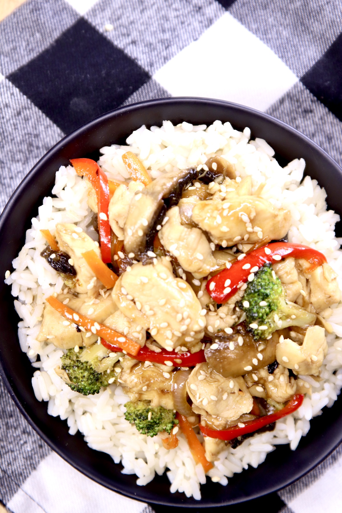 chicken and vegetables over rice