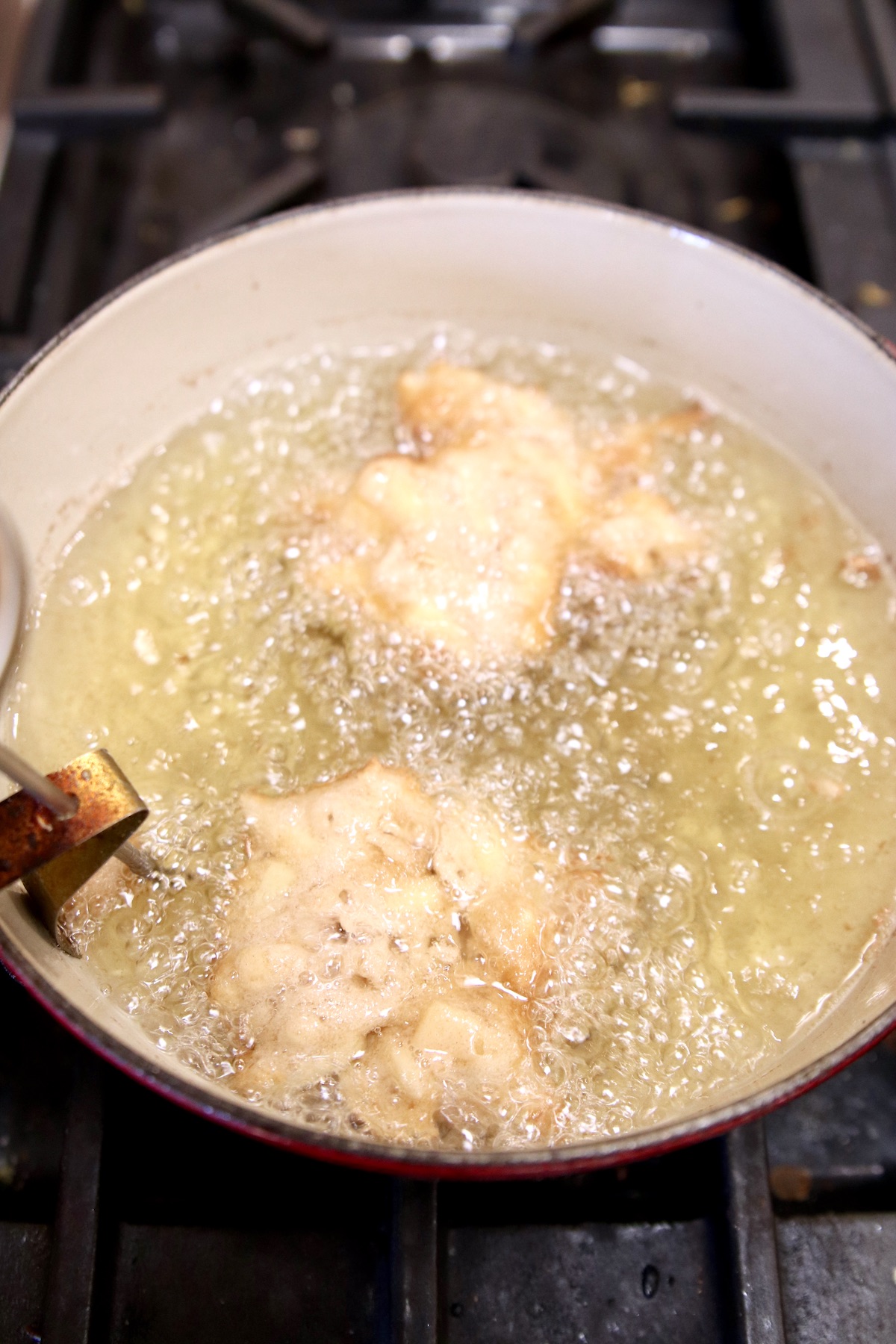 frying apple fritters