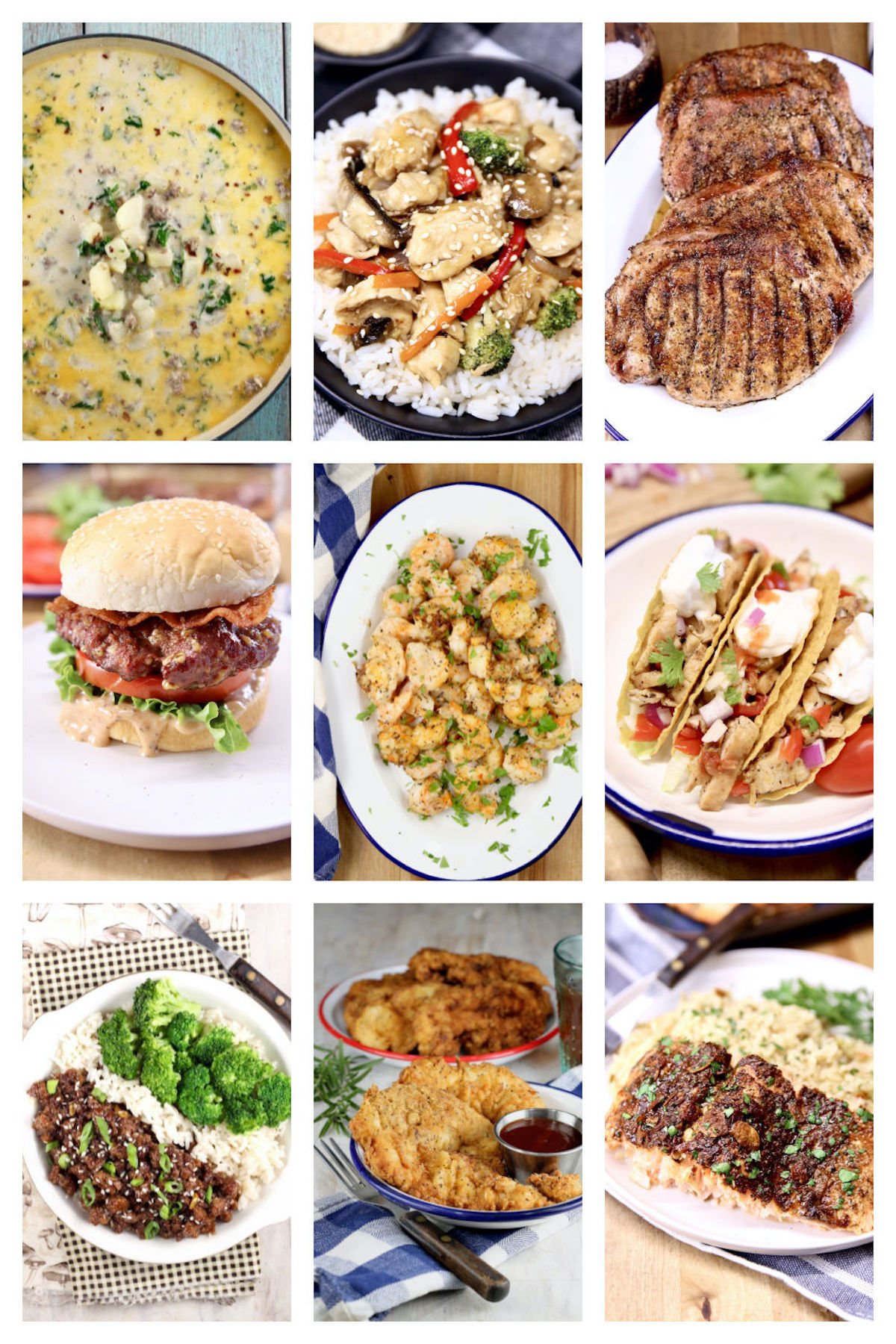 collage of 9 dinner recipes