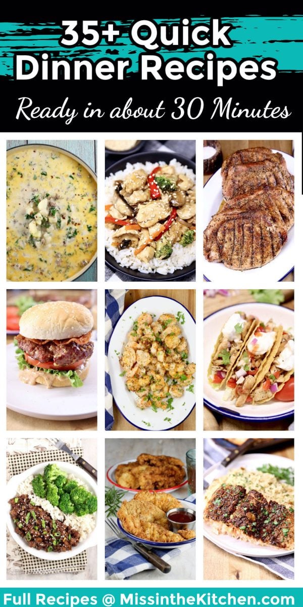 quick dinner recipes collage - text overlay