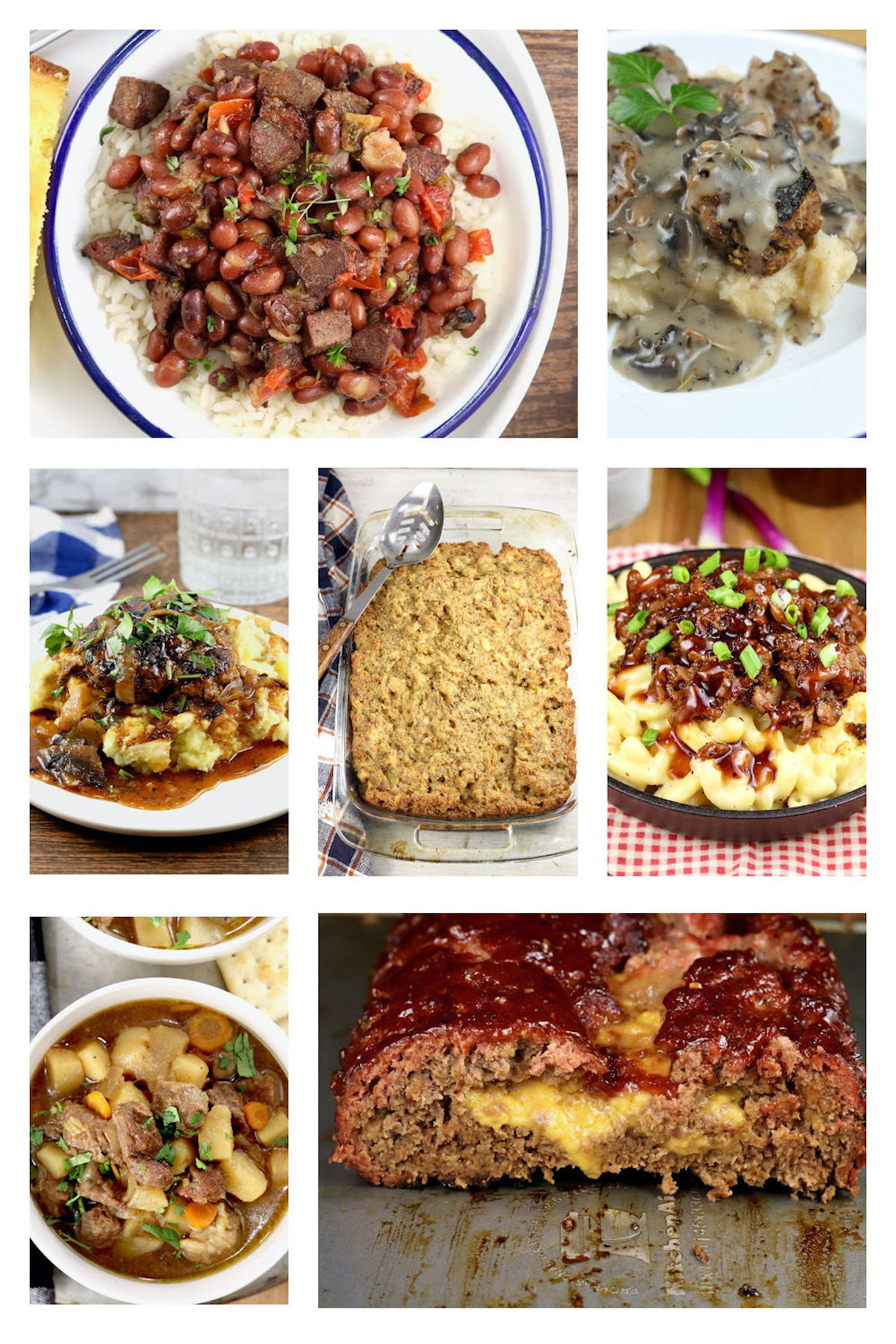 collage of comfort food recipes