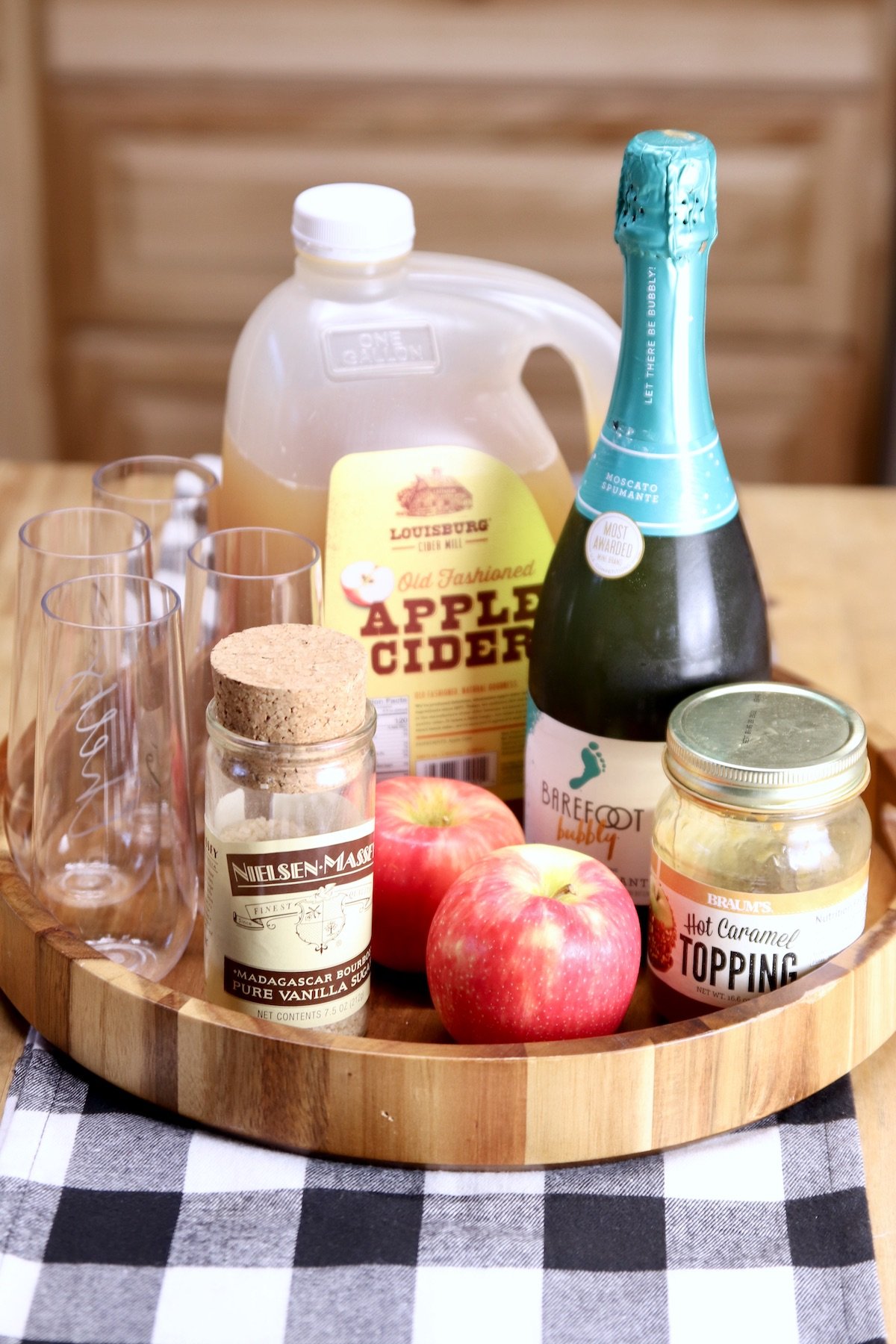 ingredients for apple cider mimosas