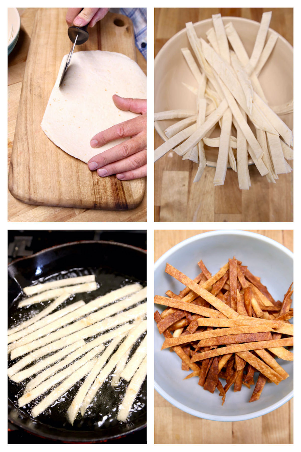 collage making fried tortilla strips