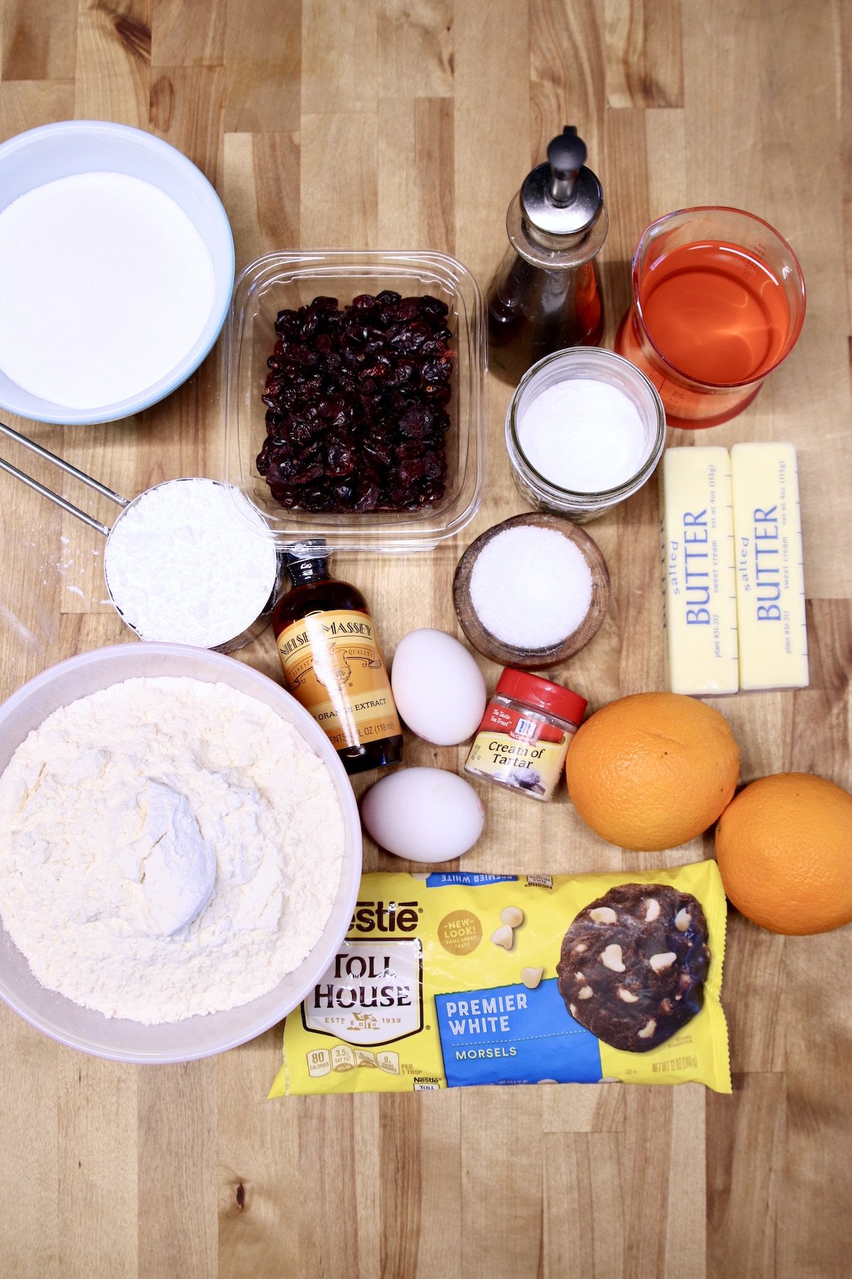ingredients for cranberry orange cookies