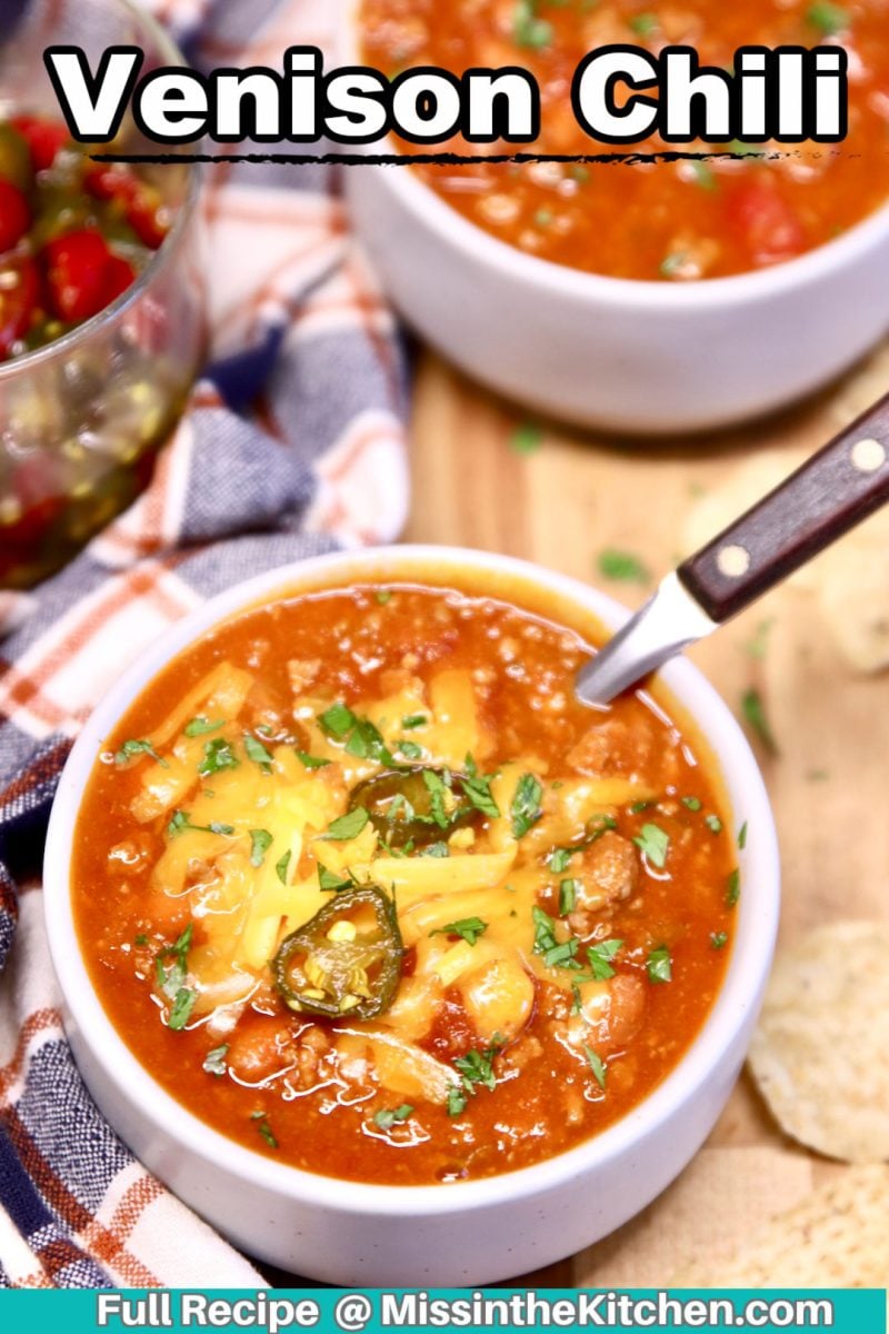 Venison Chili with text overlay